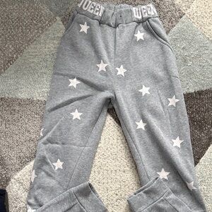 Gray Star Patterned Kids Sweatpants